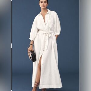 XS Anthropologie White Mona Linen Shirt Dress by Maeve 
Worn Once in EUC